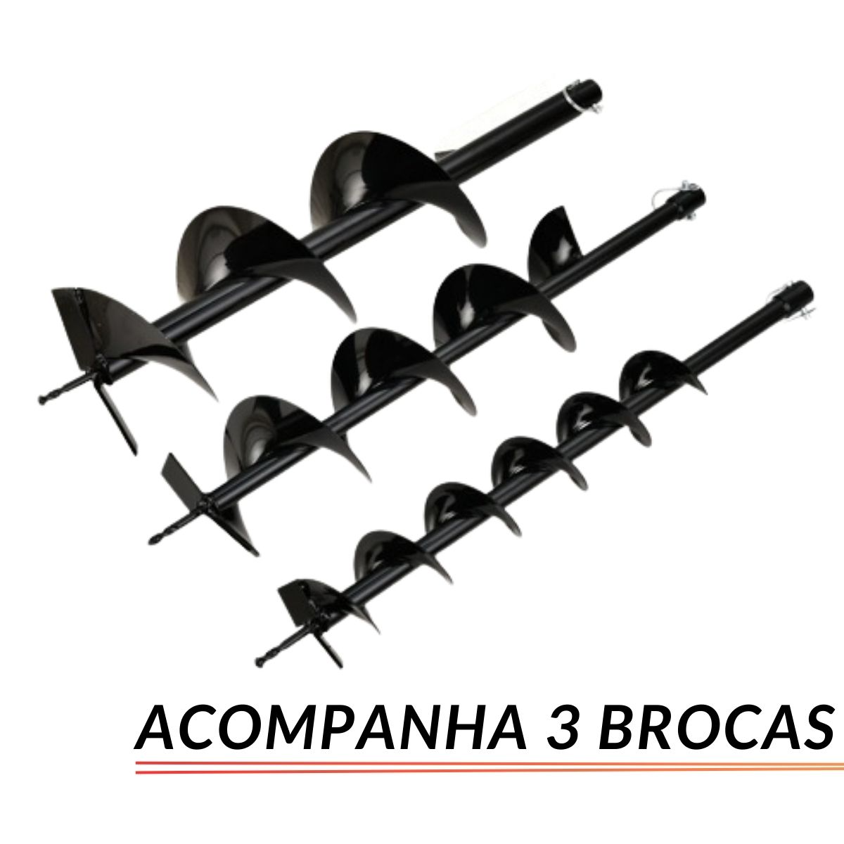 02 perfurador de solo gasolina 52cc com 3 brocas e extensor