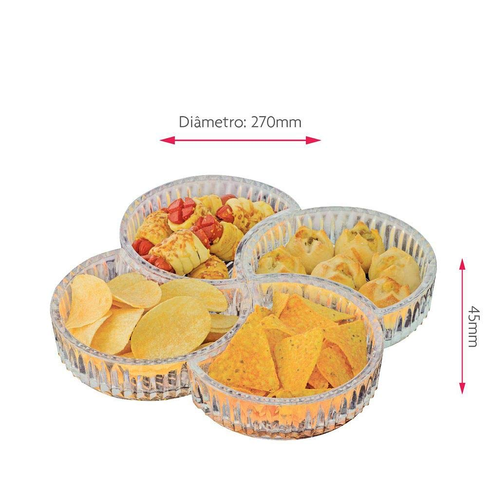 04 petisqueira de vidro creative com 4 pecas individuais